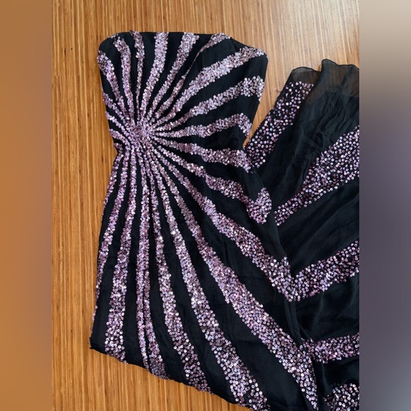 Vintage y2k silk beaded and sequined floor length prom gown - Picture 3 of 6